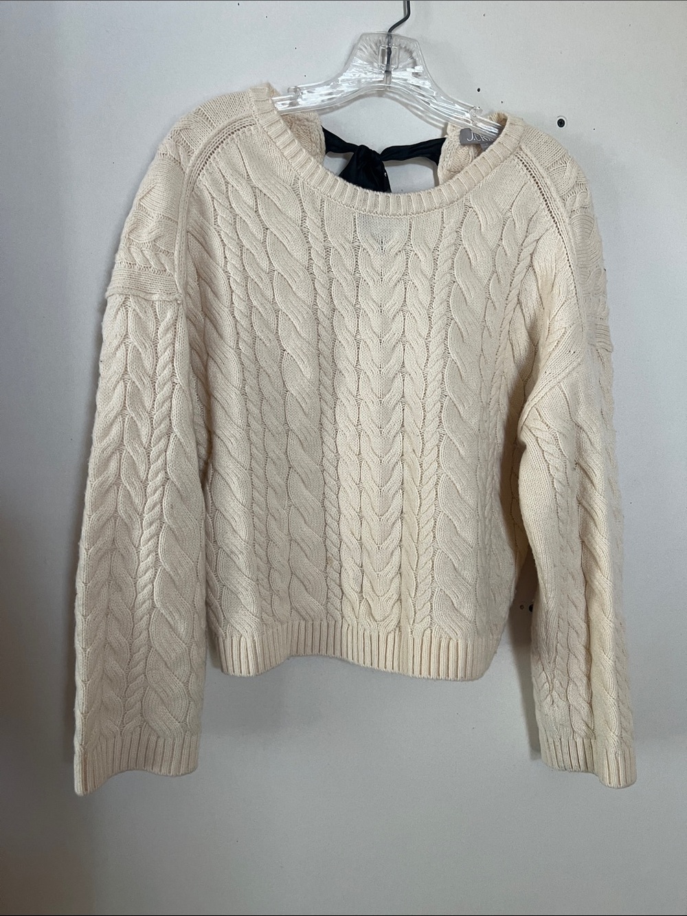 J. Crew Cream Cable Knit Crewneck Sweater